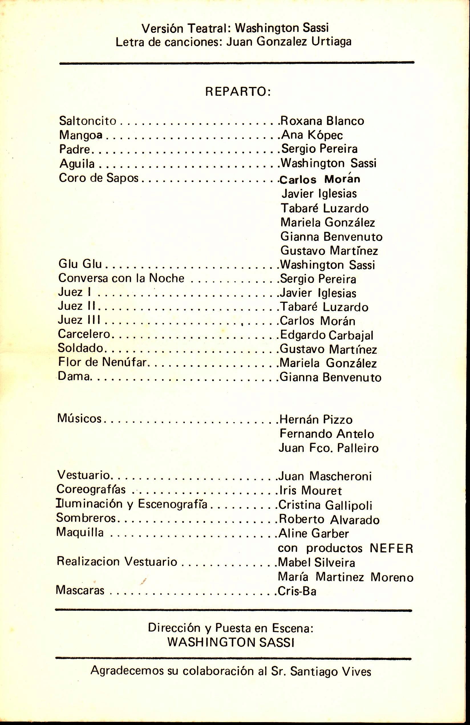 programa teatral de la ACJ de 1986